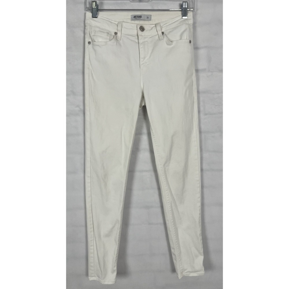 Just Black Jeans Womens Size 26 White Denim Low Rise Skinny Pants Made In USA
